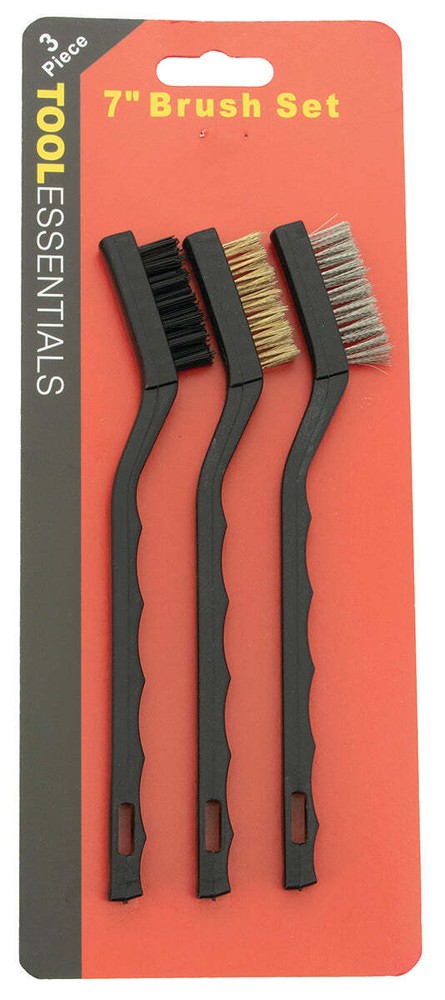 Tool Essentials 3PC 6" Mini Wire Brush Set with Plastic Handles
