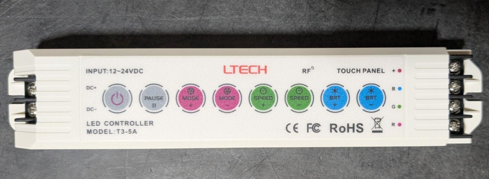 Ltech T3-5A | LED RGB Touch Panel, Receiving Controller | RF Signal