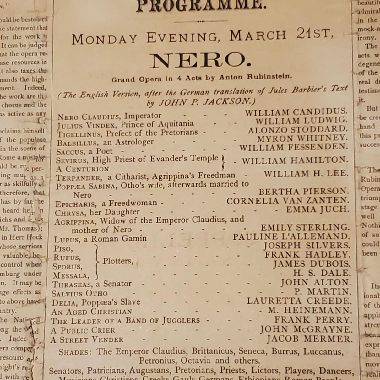 5186----1887 American Opera Programme for the Metropolitan Opera House