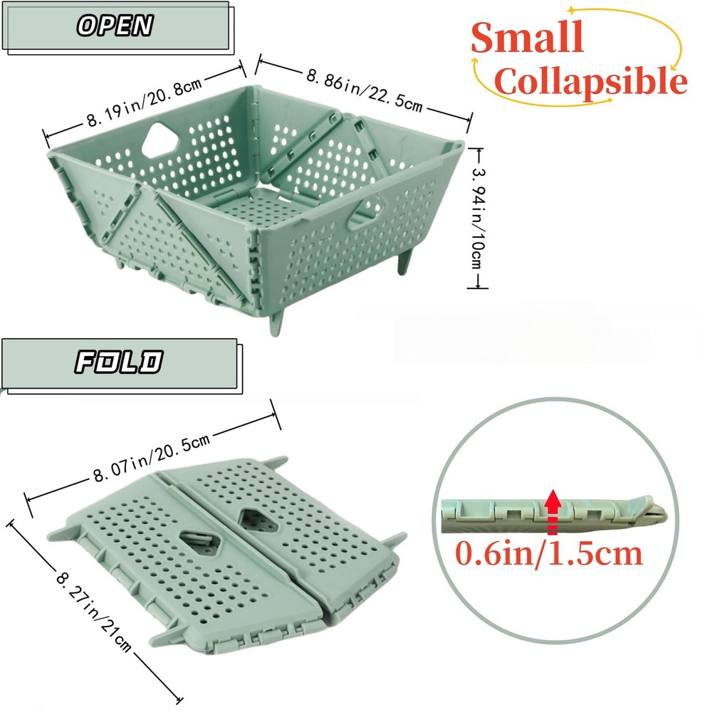 2-PCS Small Collapsible Kitchen Colander and Strainer- Foldable Plastic Drain...