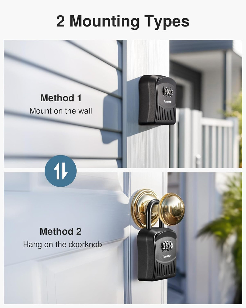 Lock Box Combination Key Lock Box, Wall-Mounted Portable Storage Lockbox for Ke