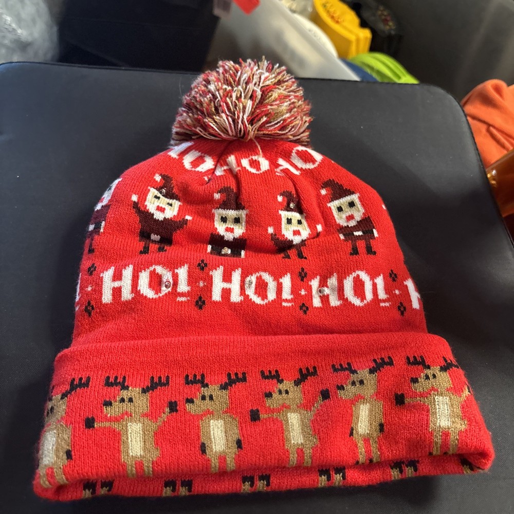 Light Up Christmas Hat - With Ho! Ho! On It