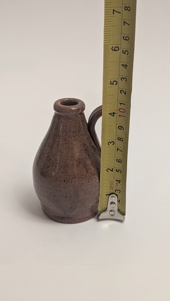 Speckled Brown Mini Handled Ceramic Jug 4 1/4"- Signed