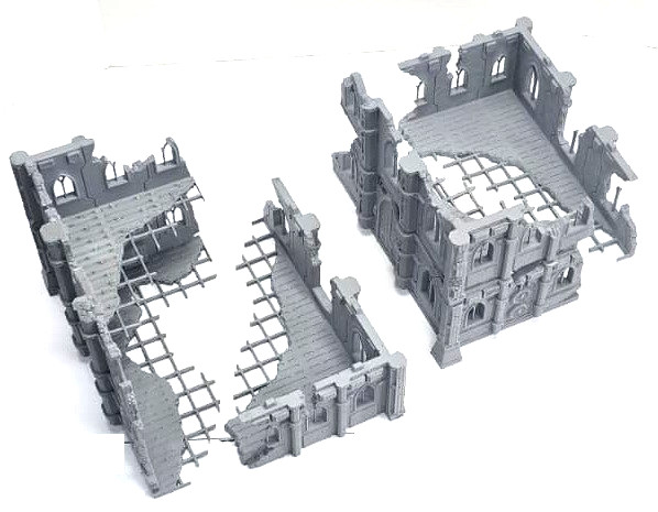 Gothic Cathedral Ruins 16pc Modular Precinct Terrain Set Wargaming Modular Set