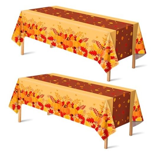 OHOME Fall Decorations for Home - Plastic Fall Tablecloth for Orange