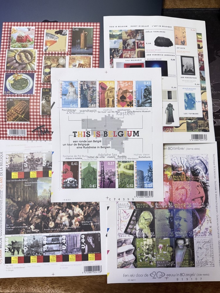 5 rare Belgiun post mini sheets