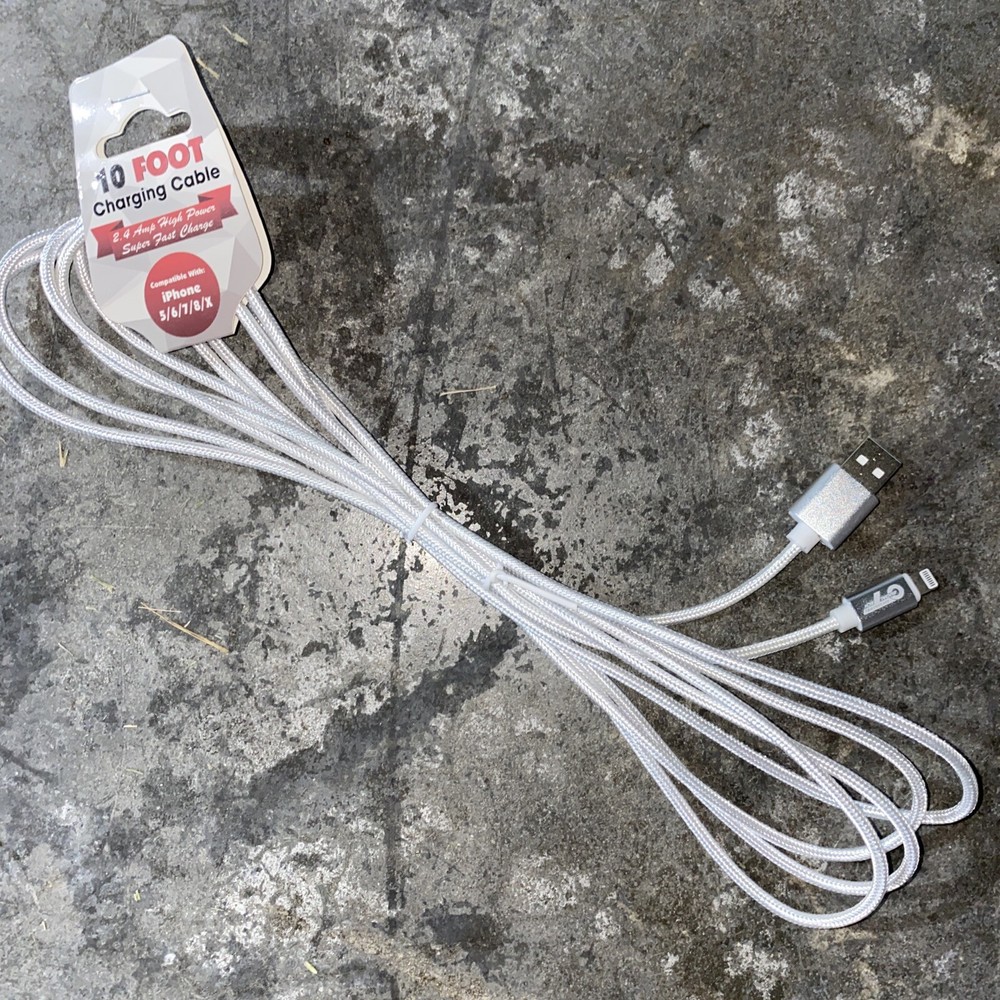 10 FT Sync & Charge USB Cable gray New