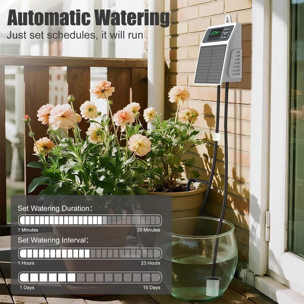 NEW Solar Watering Set Automatic Plant Irrigation Timer Irrigation System