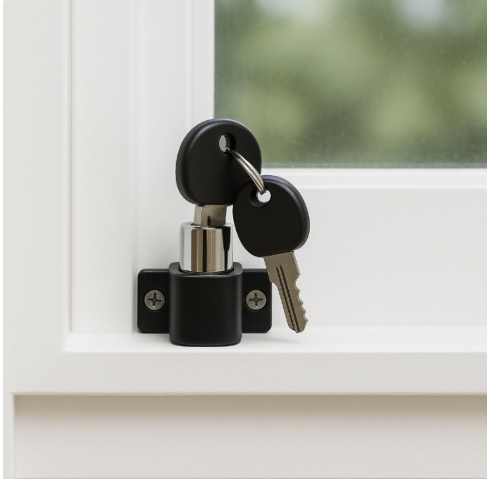 TradeBase Mini Push Lock Window | Door | Black | 4 Pack