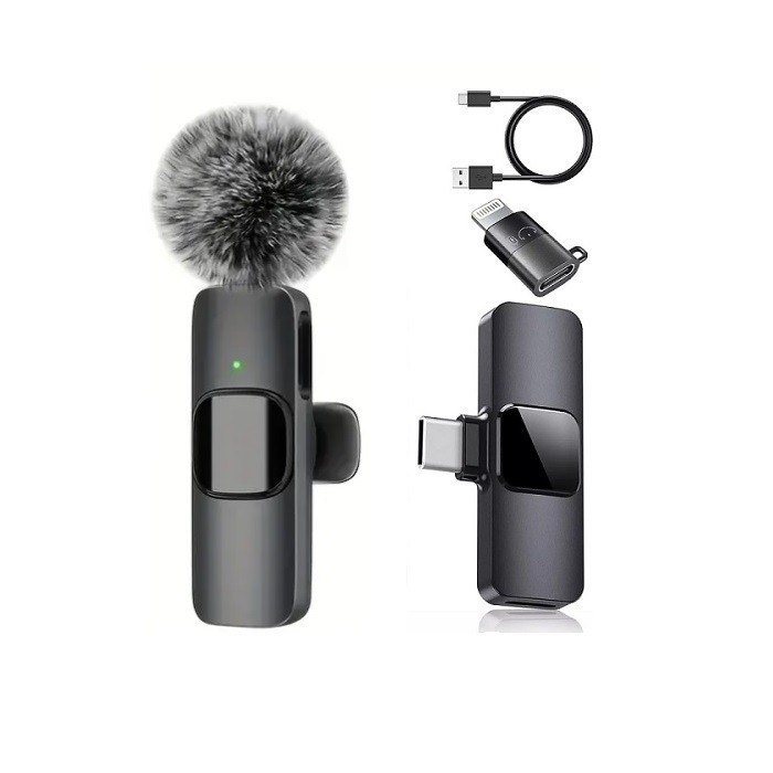 Wireless Microphone Mini Mic for iPhone/Android Phone, LED Display Lavalier Mic