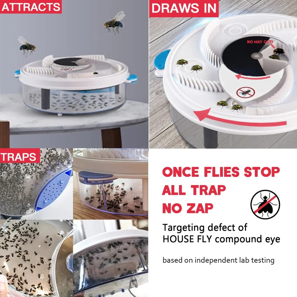 Electric Fly Trap Automatic Fly Catcher Rotating Fly Pest Repellent Kitchen Tool