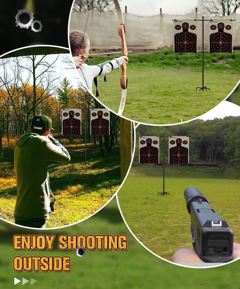 Adjustable Shooting Target Stand with 5-Prong Base, Portable Medium, Black