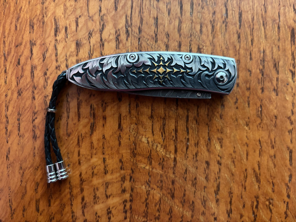 WILLIAM HENRY KNIFE B05 ORIGIN HAND ENGRAVED 24K GOLD
