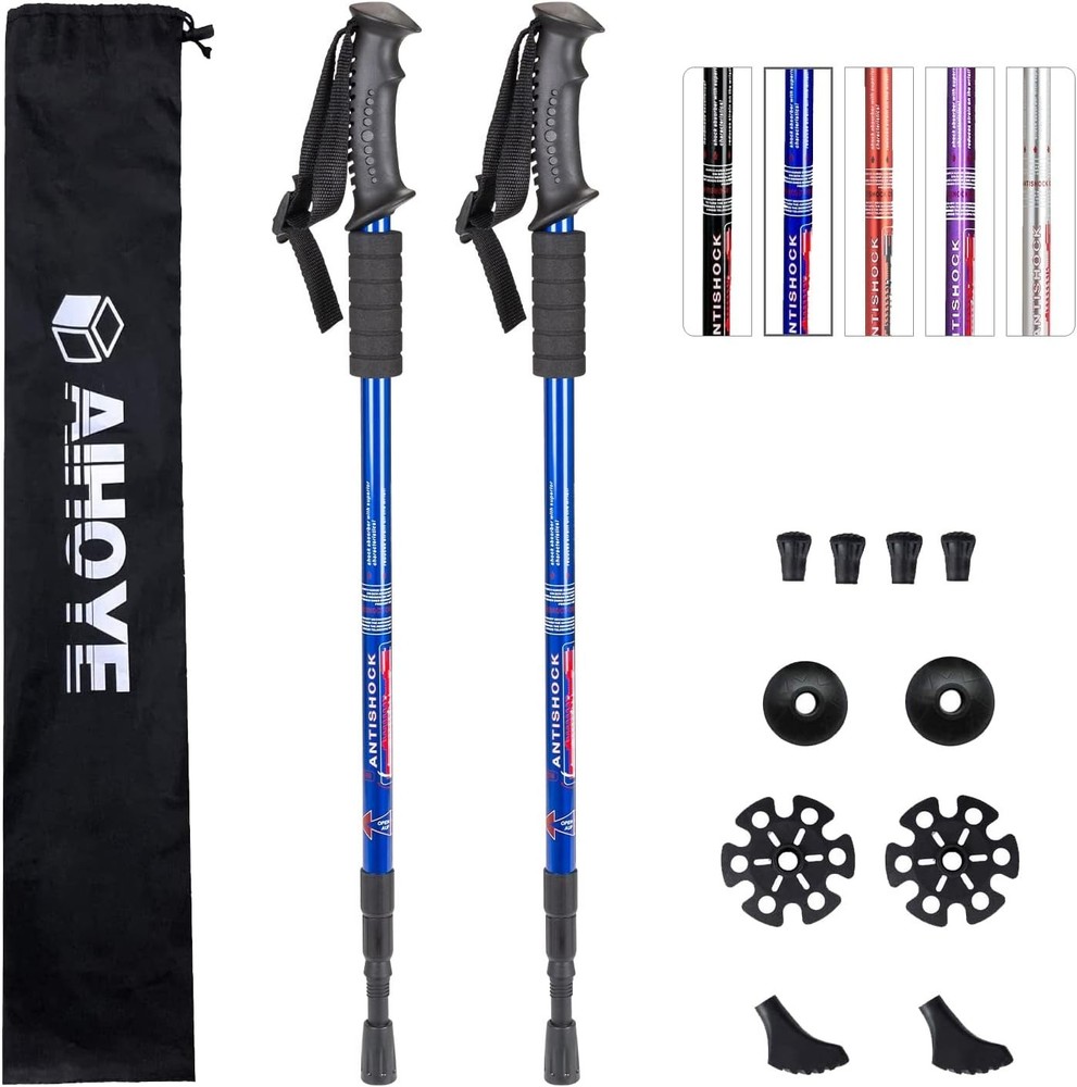 2-Pack Hiking Trekking Poles with Replacement Tips - Lightweight & Strong