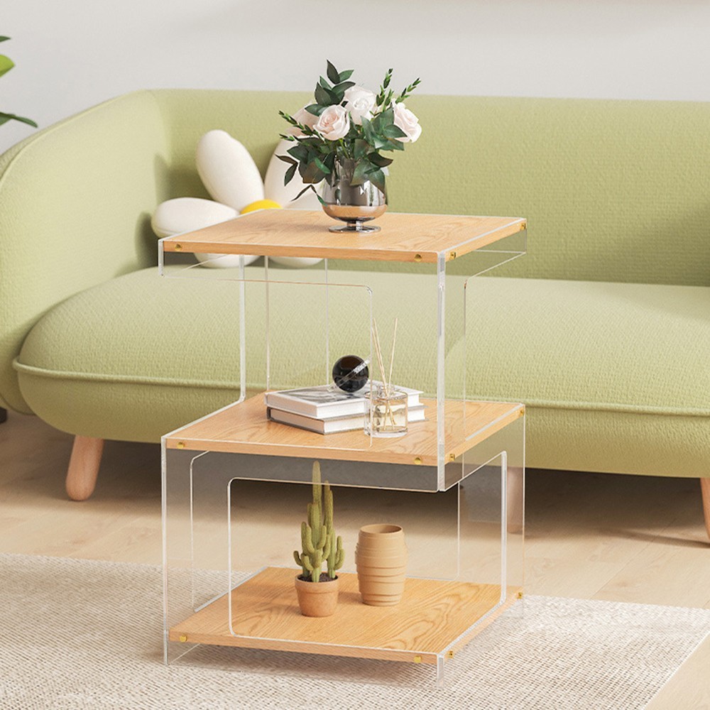 Acrylic Storage Cabinets Sidetable Nightstand Bedroom Bedside Table Organizer US