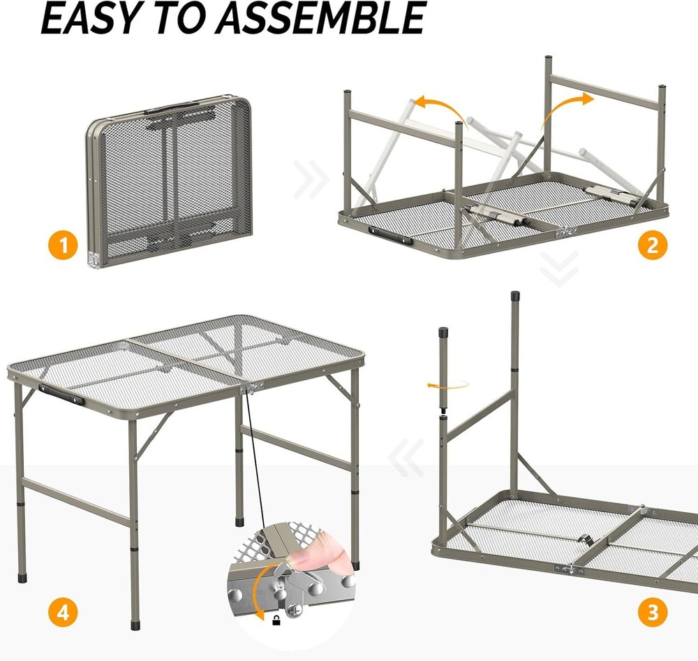 3x2FT Metal Folding Camping Table, Portable Picnic Table,Lightweight Grill Table
