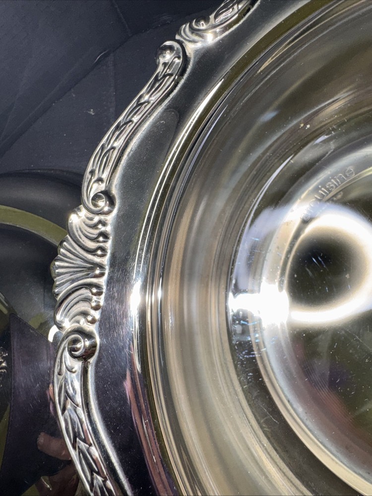 Ornate silver-plated covered vegetable/entrée serving dish (rococo style)