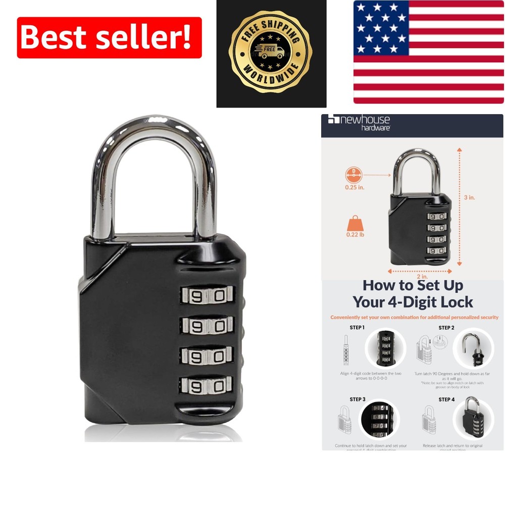 Waterproof 4-Digit Combination Lock - Customizable, Keyless Security for Travel