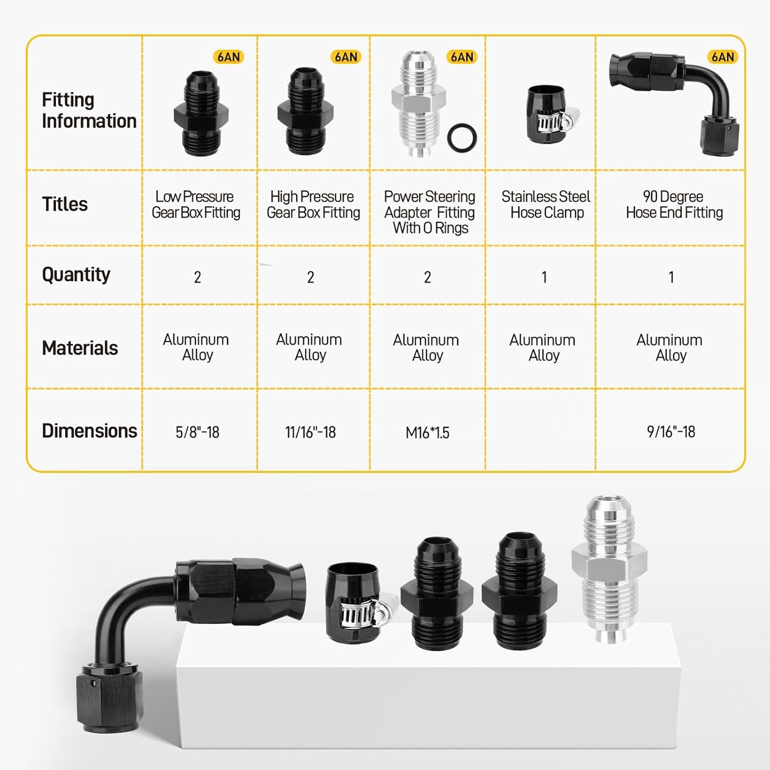 6AN Power Steering Pump Hose Pressure Line Compatible Chevy C10 LS Swap Connect