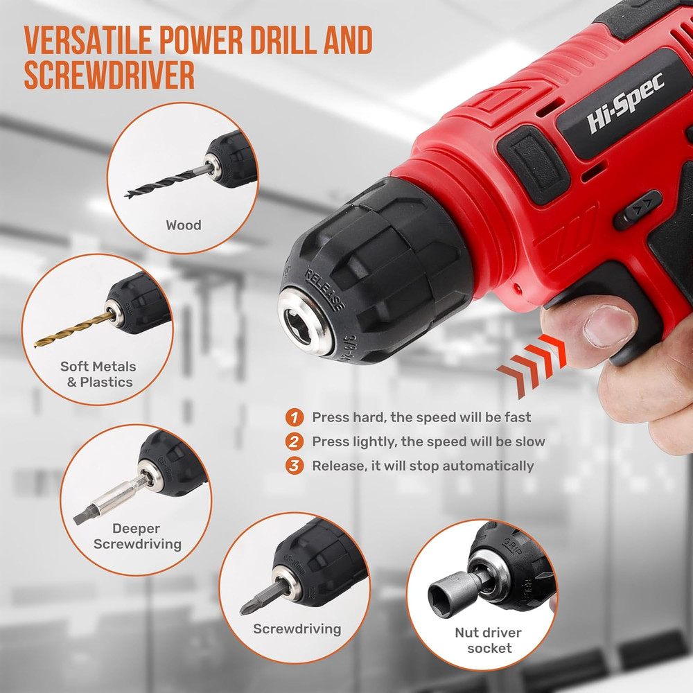 Tool Set with 8V Cordless Drill Set. Complete DIY Tool Kit with USB Rechargeable