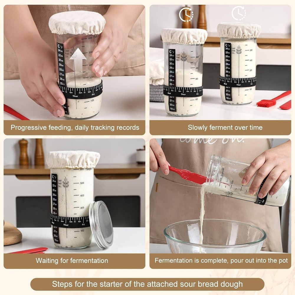 Rustic 14pcs Sourdough Starter Kit: Round & Oval Baskets with Baking Essentials