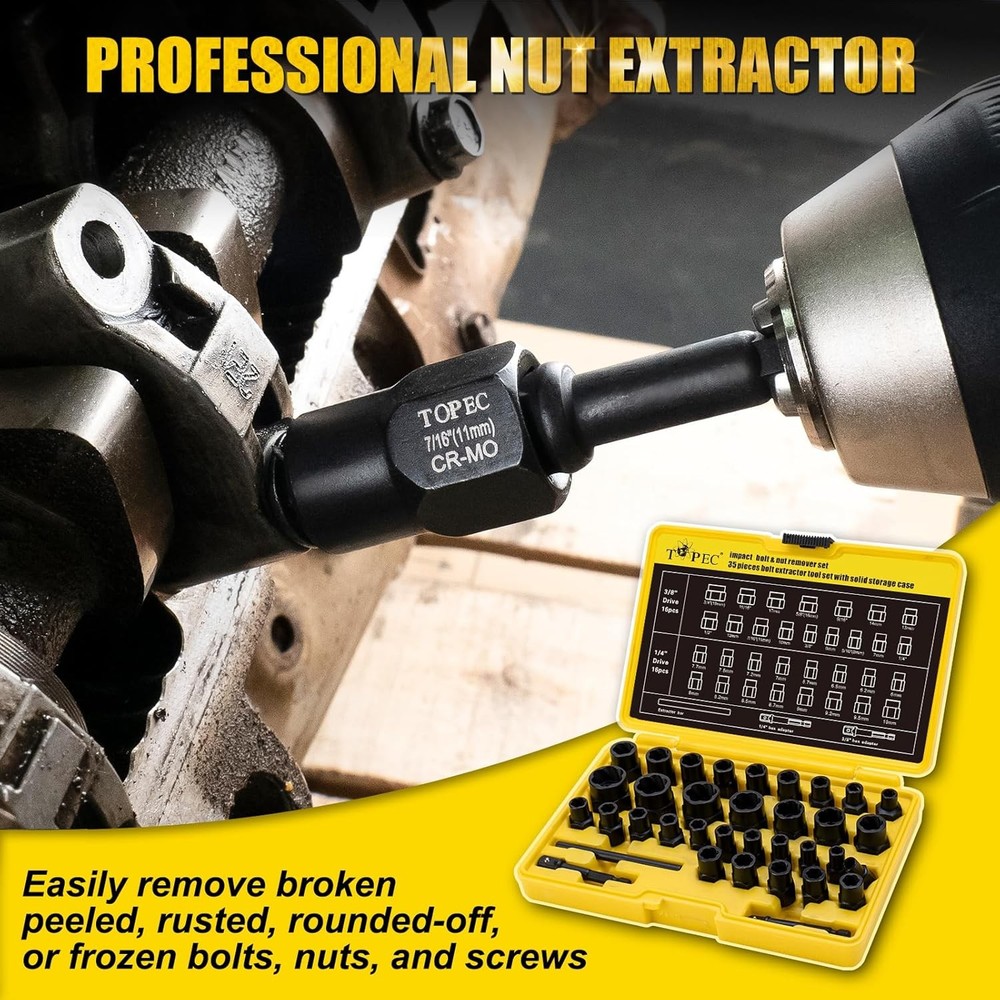 35pc Bolt Extractor Kit Impact Socket Set for Damaged Rusted Rounded Bolts