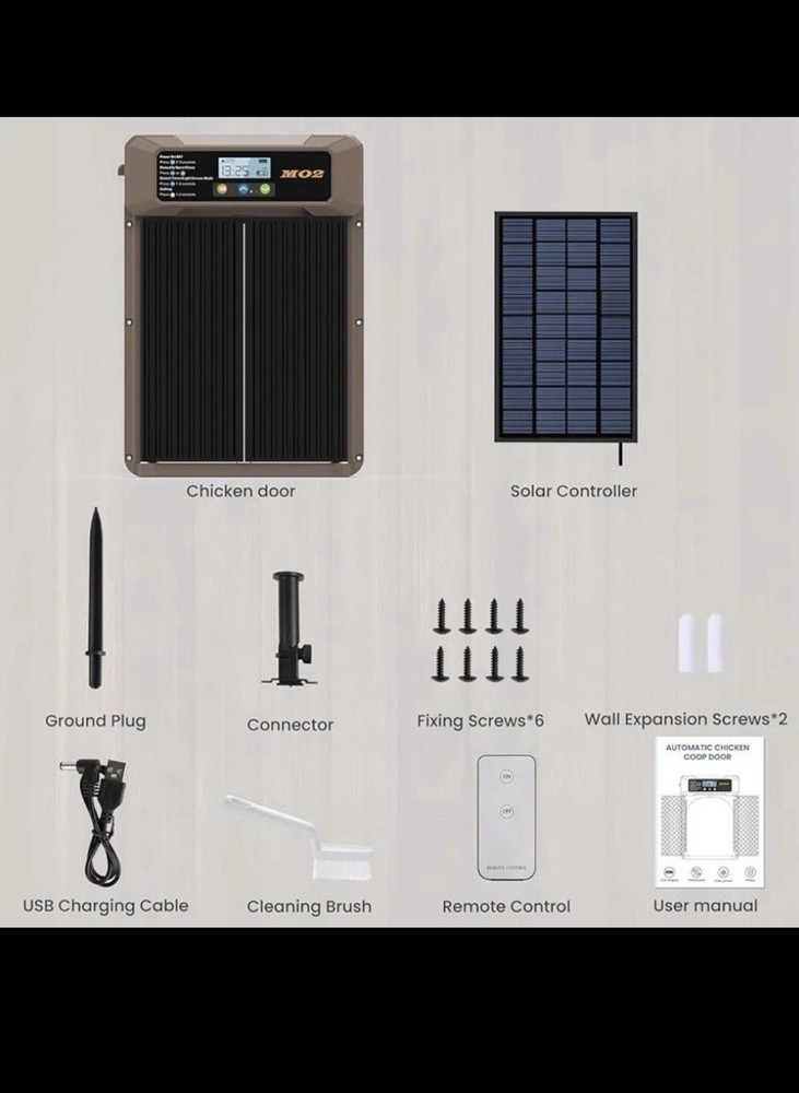 MO2 Automatic Chicken Coop Door Solar Remote Control Waterproof Light Sensor