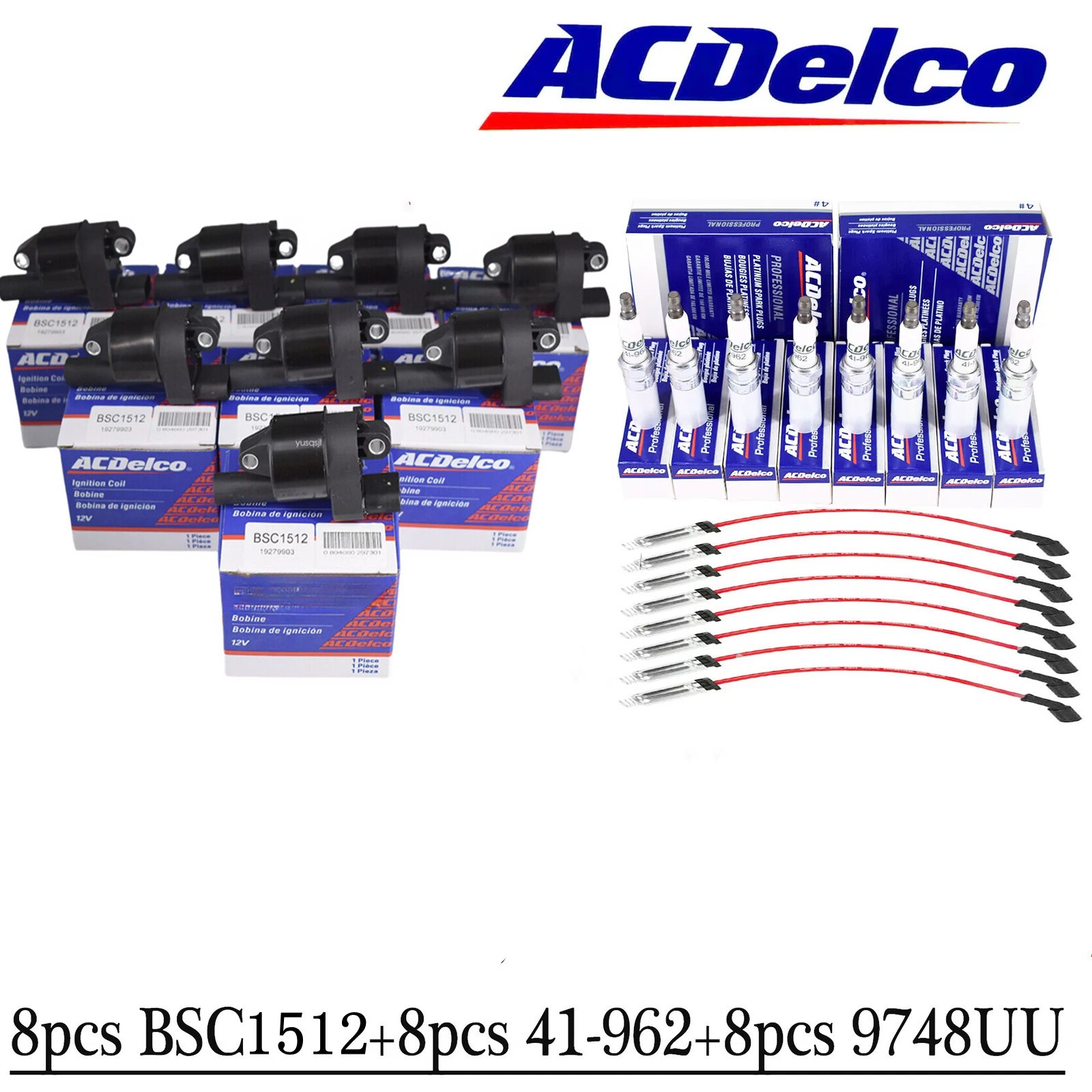 Genuine UF414 8x Ignition Coils+Spark Plugs+Wireset For GMC Chevy SilveradoTahoe