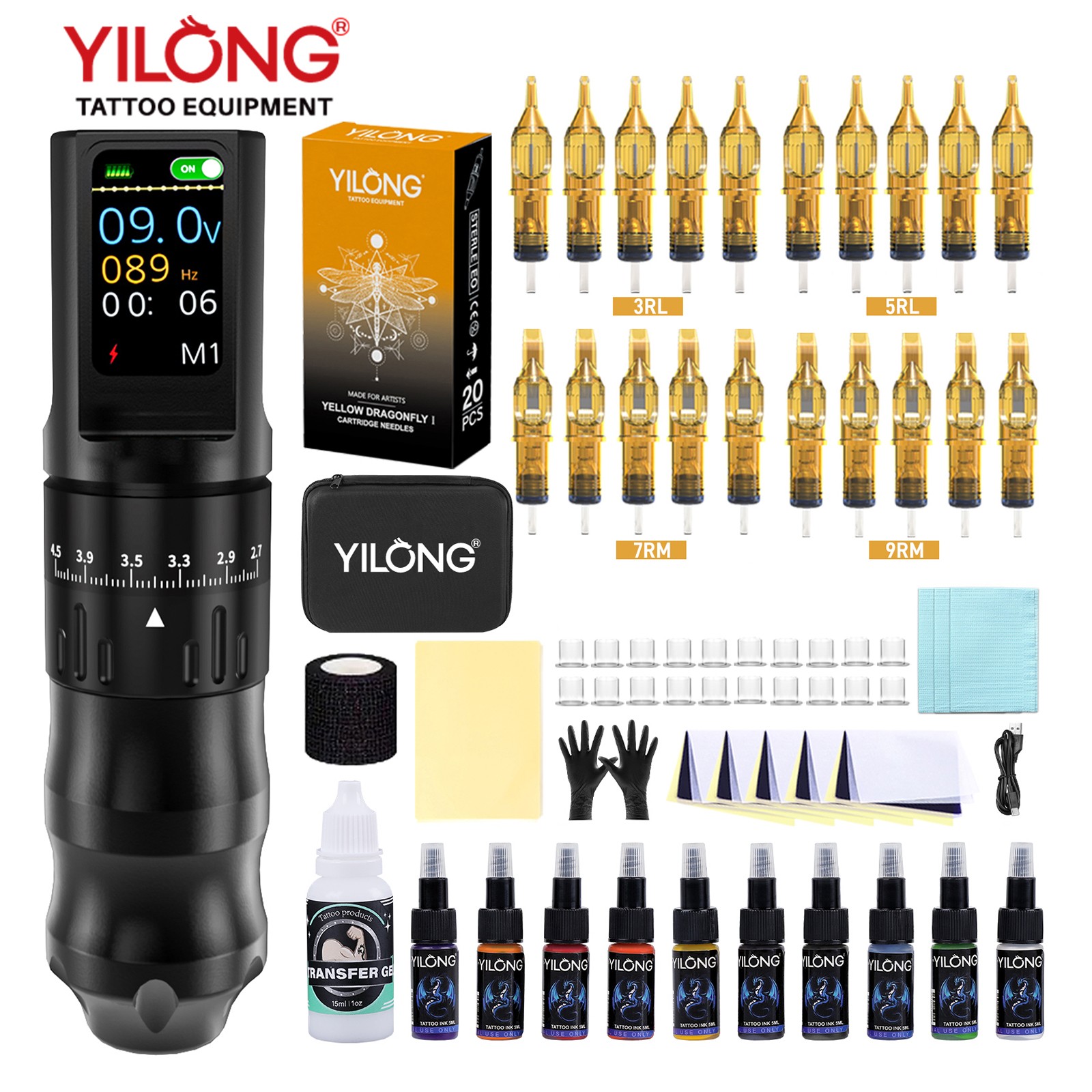 Adjustable Stroke Tattoo Gun Pen Kit with LED Display for Professional Artists