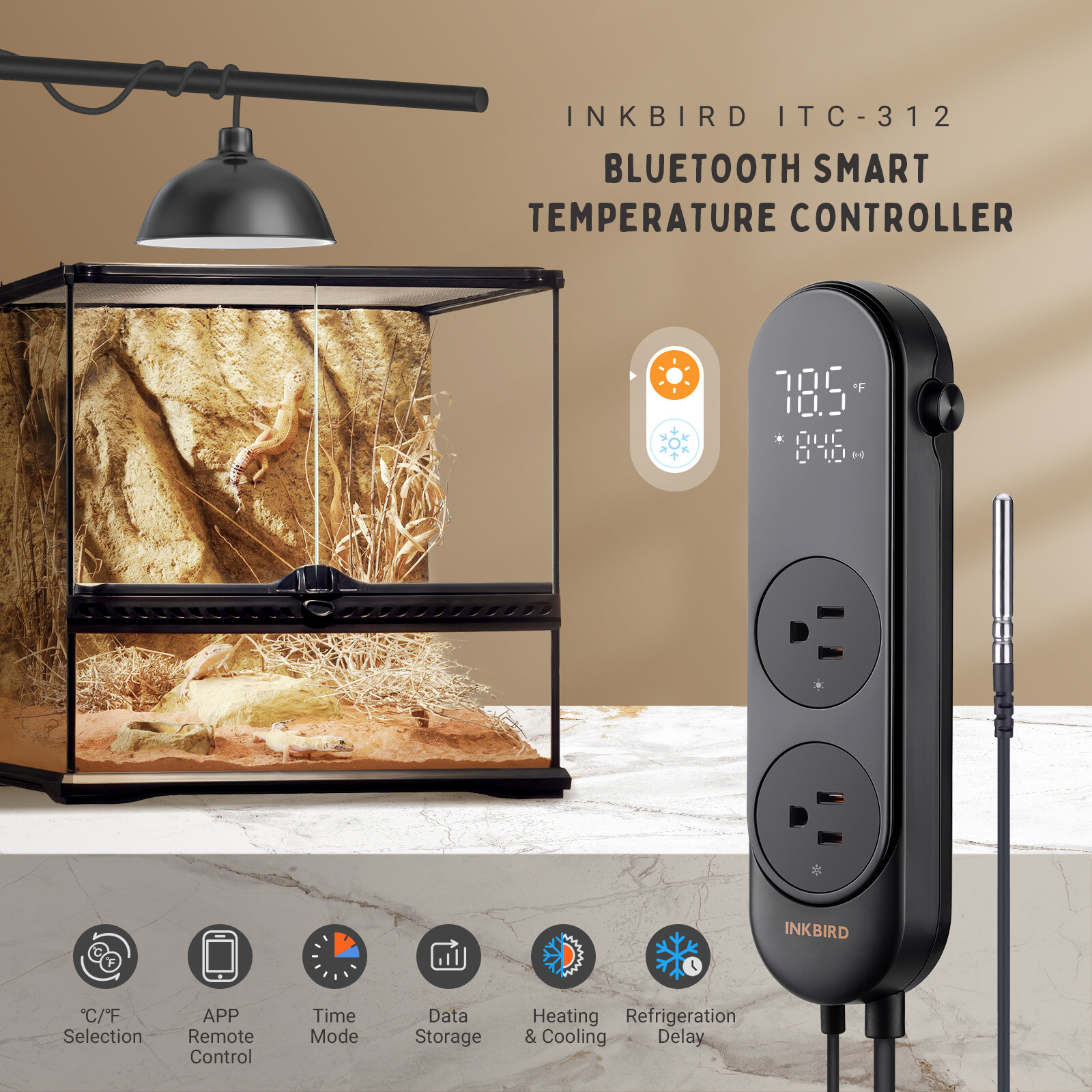 Bluetooth Thermostat Temperature Controller Heating Cooling Incubator Greenhouse
