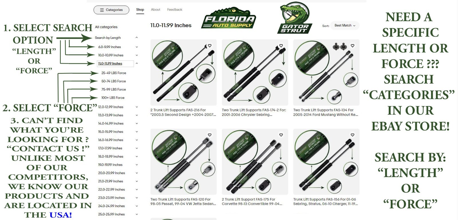 2 Deck Lid Compartment Lift Supports FAS-659 For 98-04 C5 Corvette Convertibles