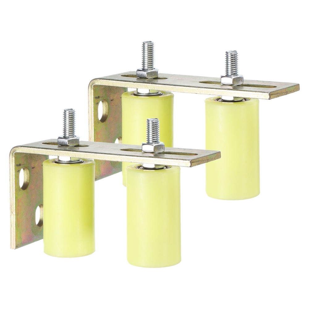 4Pcs Slide Gate Guide Roller 3" Nylon Gate Support Rollers with Bracket, Yellow