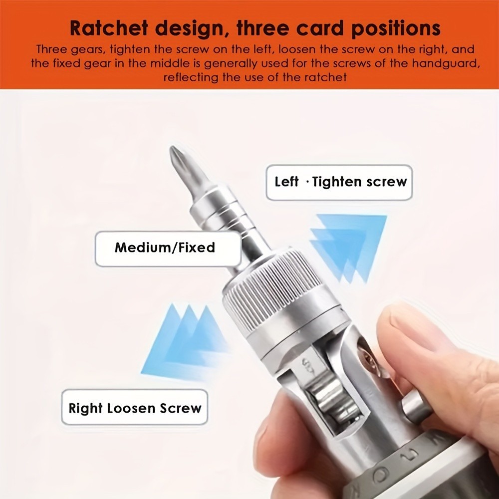 Multi-Angle Ratchet Screwdriver Set - 8 Bits, Adjustable for Tight Spaces