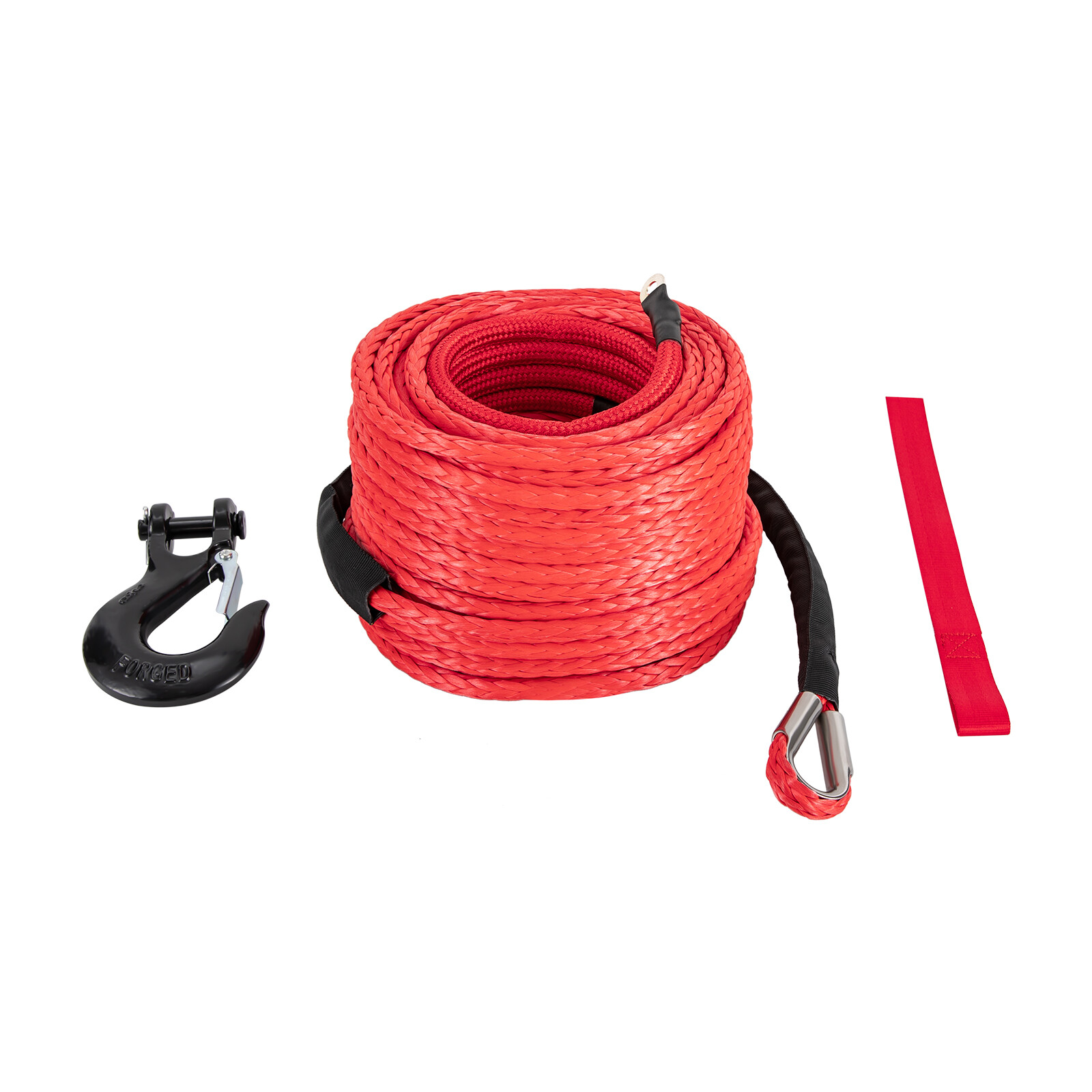 3/8" x 100ft Synthetic Car Tow Rope with Hook, 23,809 lbs Strength