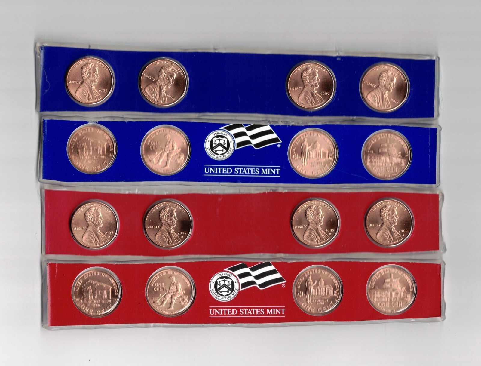 2009 P D Lincoln Bicentennial Satin BU Copper Cent US Mint Cello 8 Coin Set