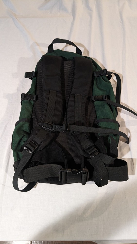 Vintage Wilderness Experience Backpack Green Canvas Zip