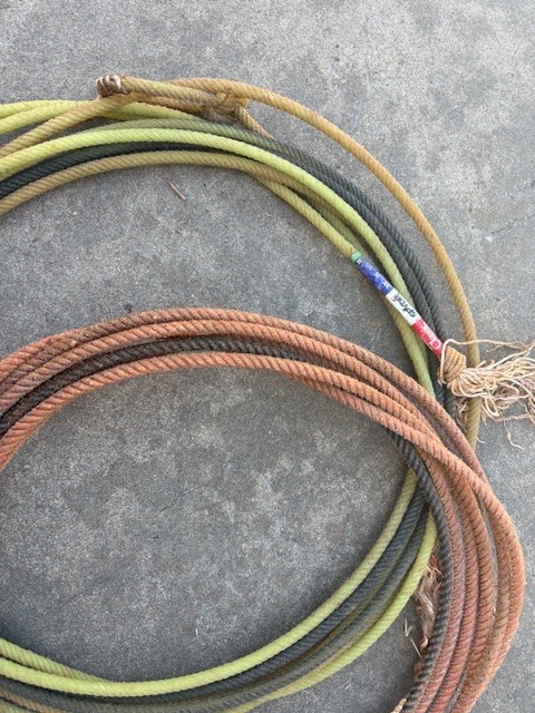 2 Two USED COWBOY ROPES LARIAT Nylon From Oklahoma Cattle Ranch 35' & 31'