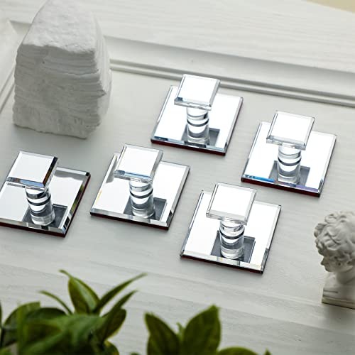 6 Pcs Stick on Knobs Adhesive Cabinet Handles Acrylic Mirror Pull Handles