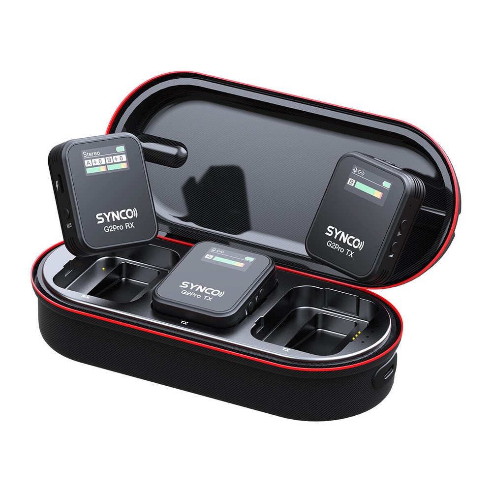 SYNCO G2(A2) Pro 2.4G Dual Wireless Lavalier Microphone Charging Case for Camera