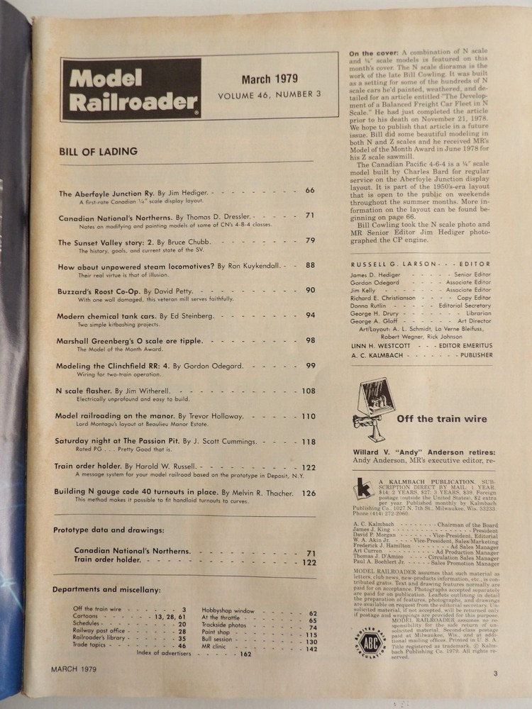 Model Railroader Magazine March 1979