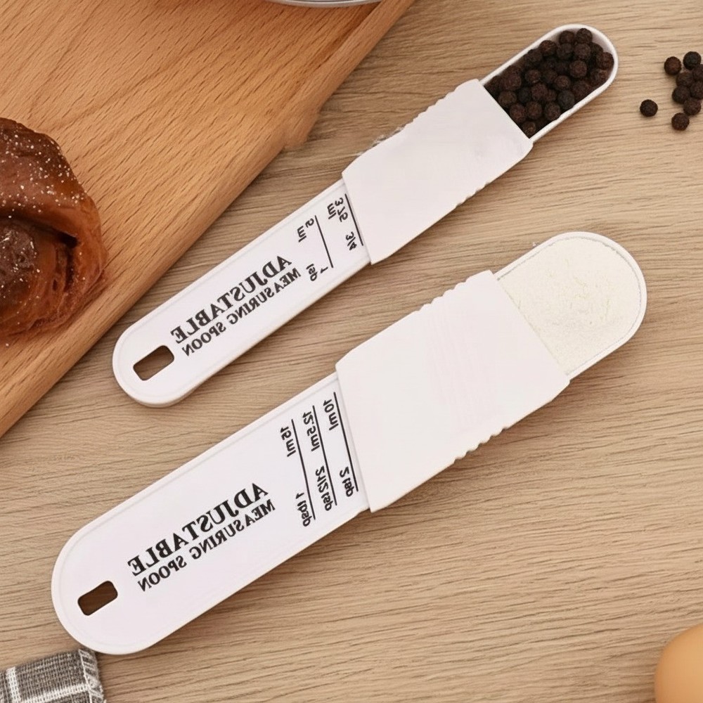 Adjustable Measuring Spoon Set 2PCS Kitchen Baking Teaspoon Tablespoon Tool