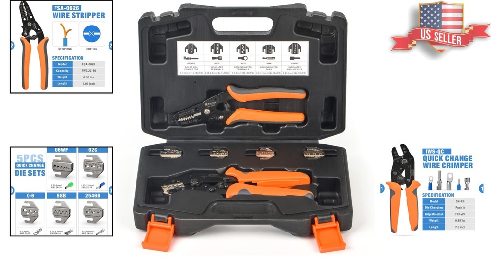 iCrimp Quick Change Crimping Tool Set with 5 Die Sets for Versatile Applications