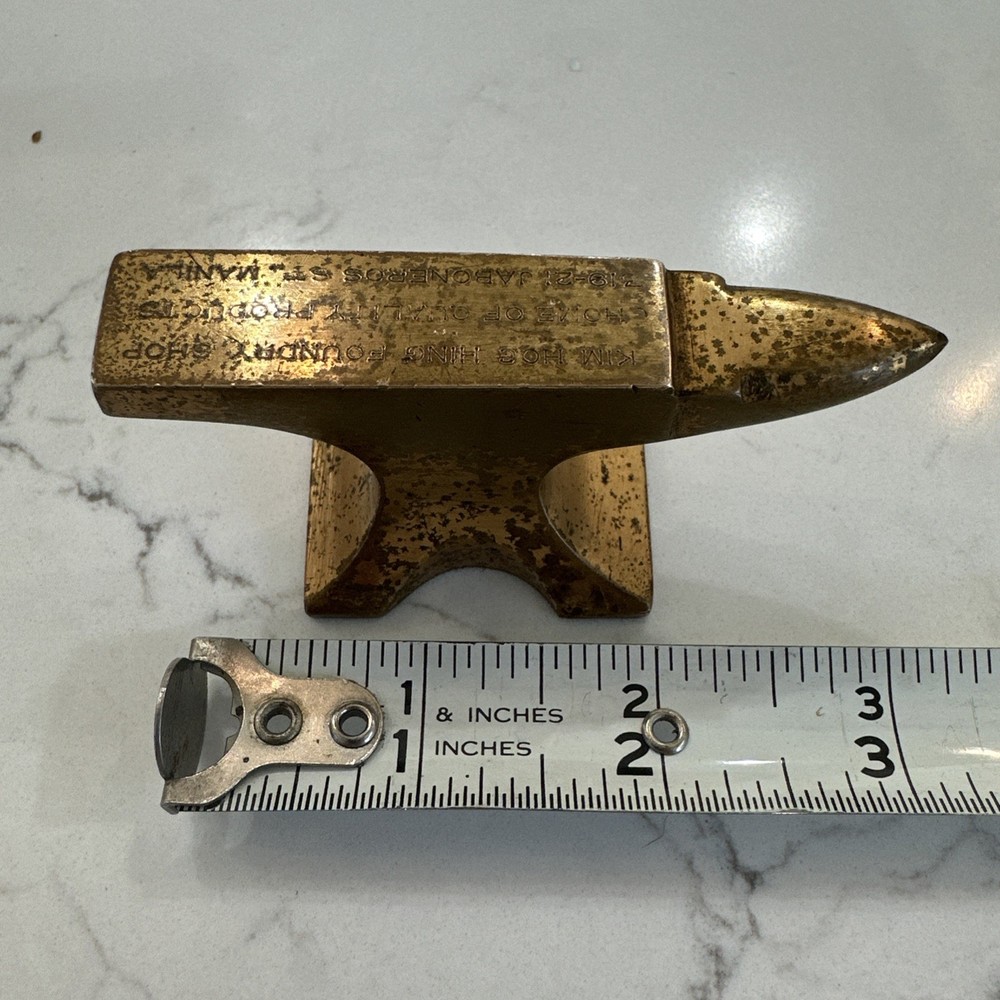 Vintage Mini Brass Anvil Marked