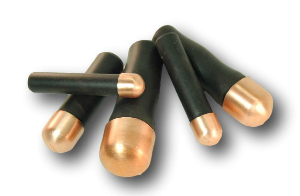 5 Piece Lead Filled Bopper Set - Copper Billets, Flint knapping tools, arrowhead