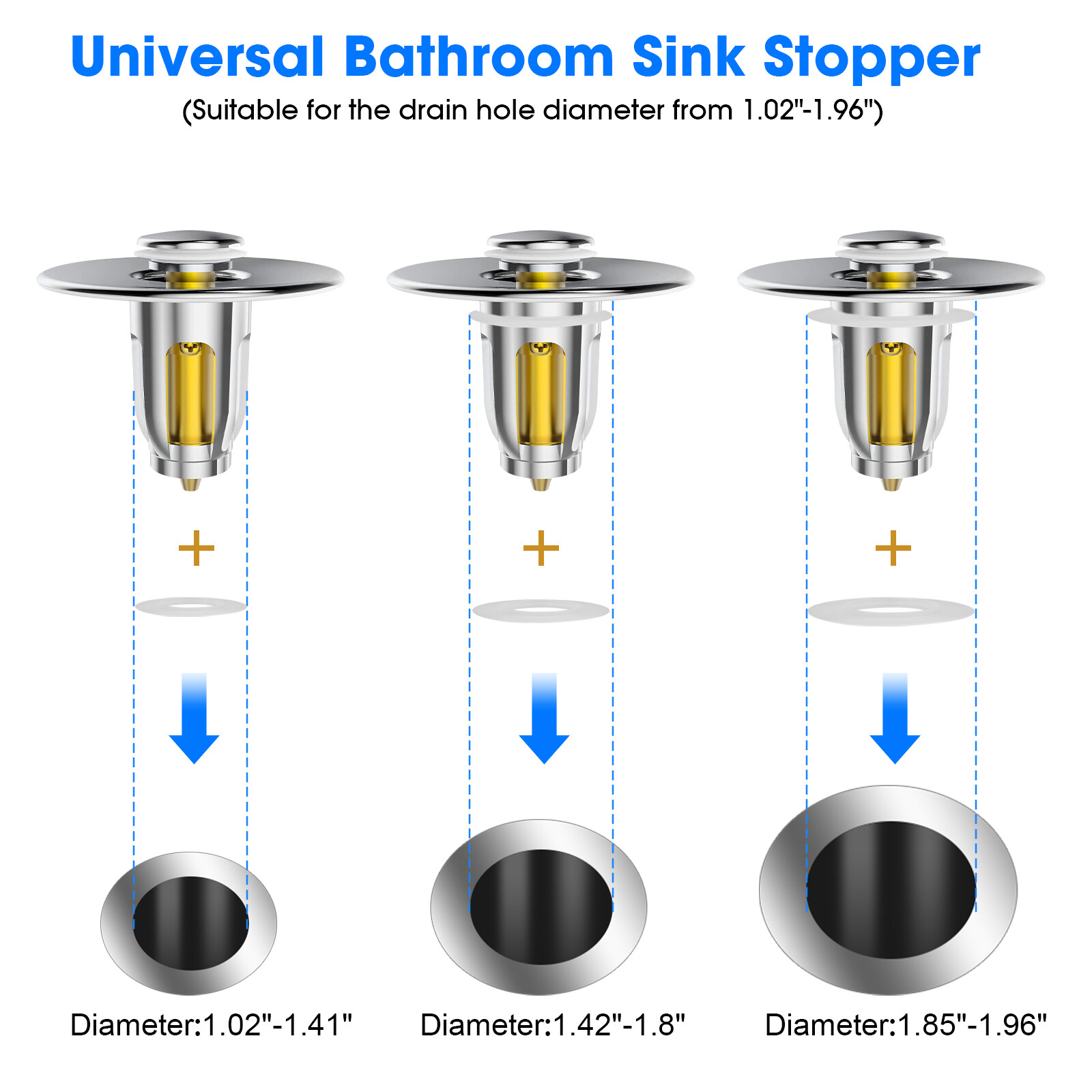 Universal Bathroom Sink Stopper Drain Filter Bullet Core Push Plug Bounce Pop Up