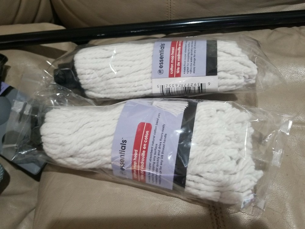 Essentials handle Microfiber Mop head Pad & 2 cotton map heads total 5 pc set