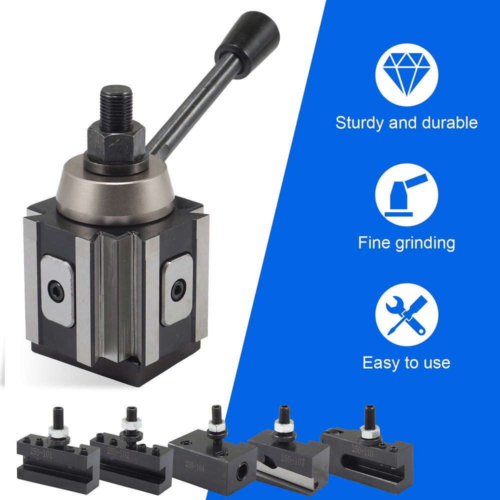 AXA Size 250-100 Set Piston Type Quick Change Tool Post Set For Lathe 6- 12"