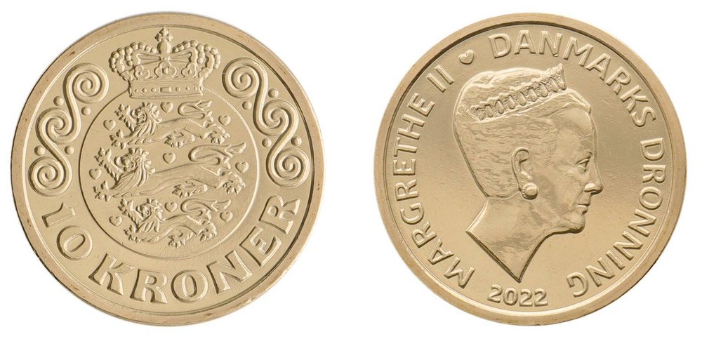 Denmark 10 Kroner, 2022, KM #954, Mint