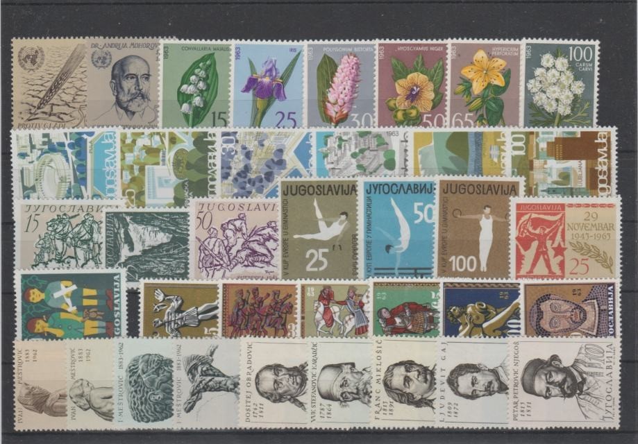 YUGOSLAVIA - COMPLETE YEAR 1963 MNH**