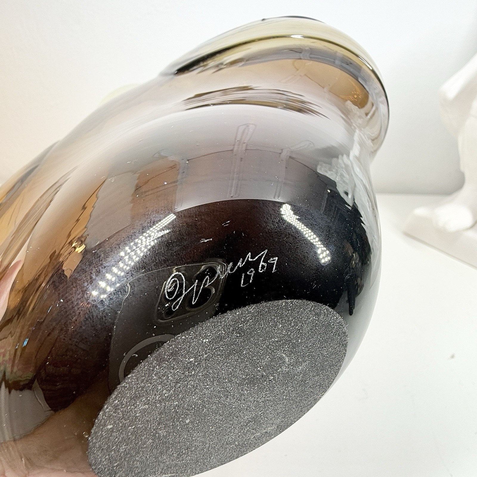 KENT IPSEN Glass VASE Brutalist MCM 1969 Abstract Sculpture Eames Era